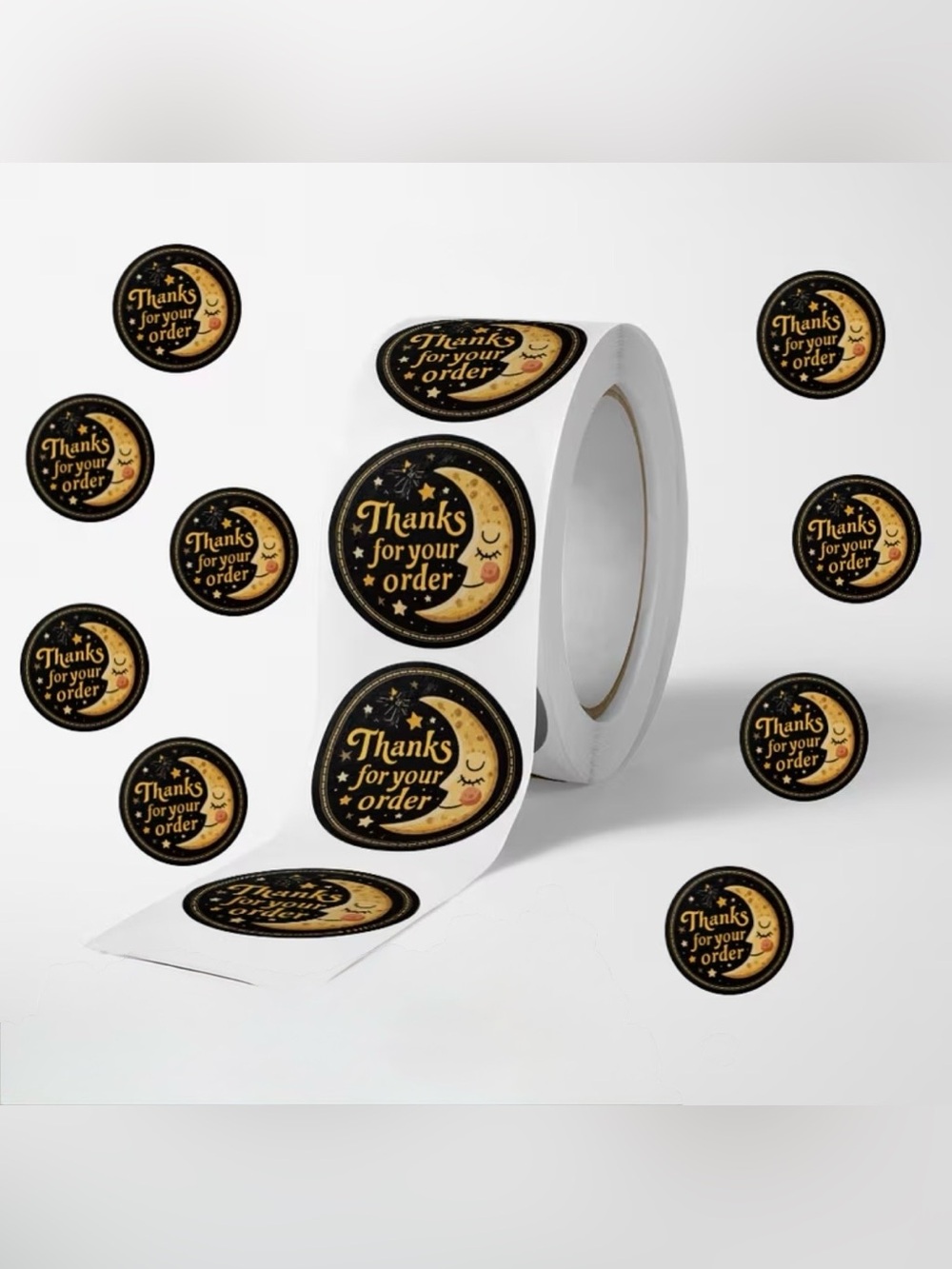 Moon & Stars 'Thanks for Your Order' Gold and Black Sticker Labels 503 Pcs